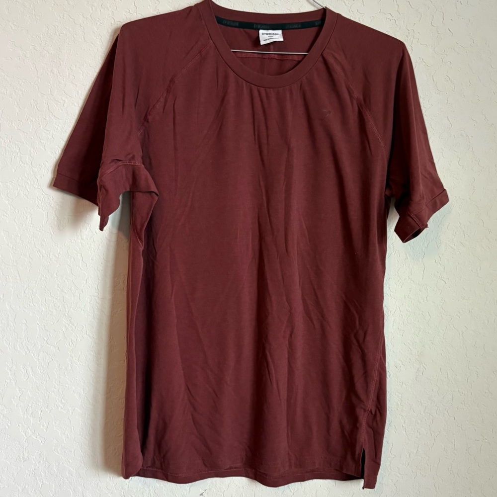 Gymshark Mens Athletic T-Shirt Size XXL Burgundy Workout Gym Exercise Minimalist